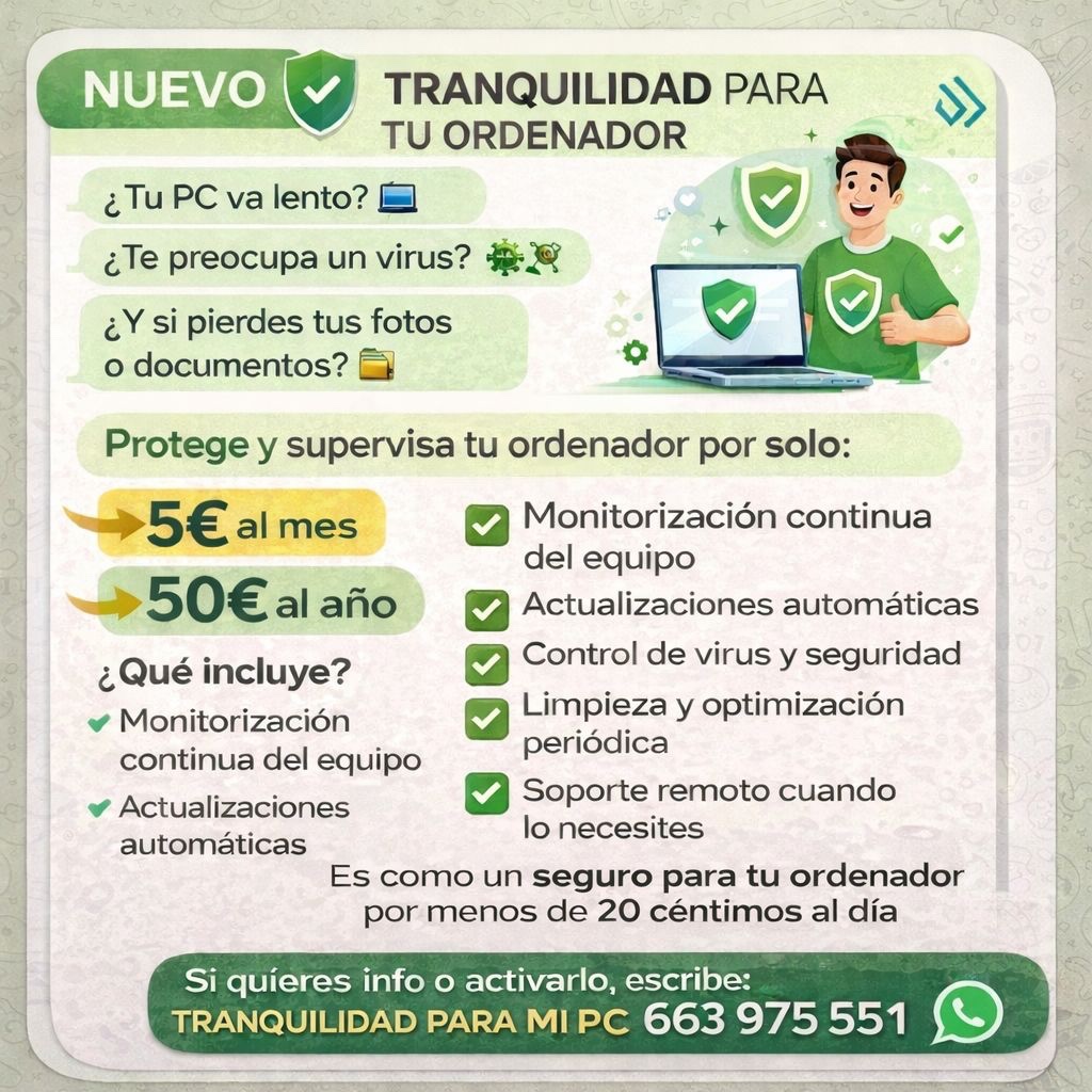 Promoción del servicio Tranquilidad PC